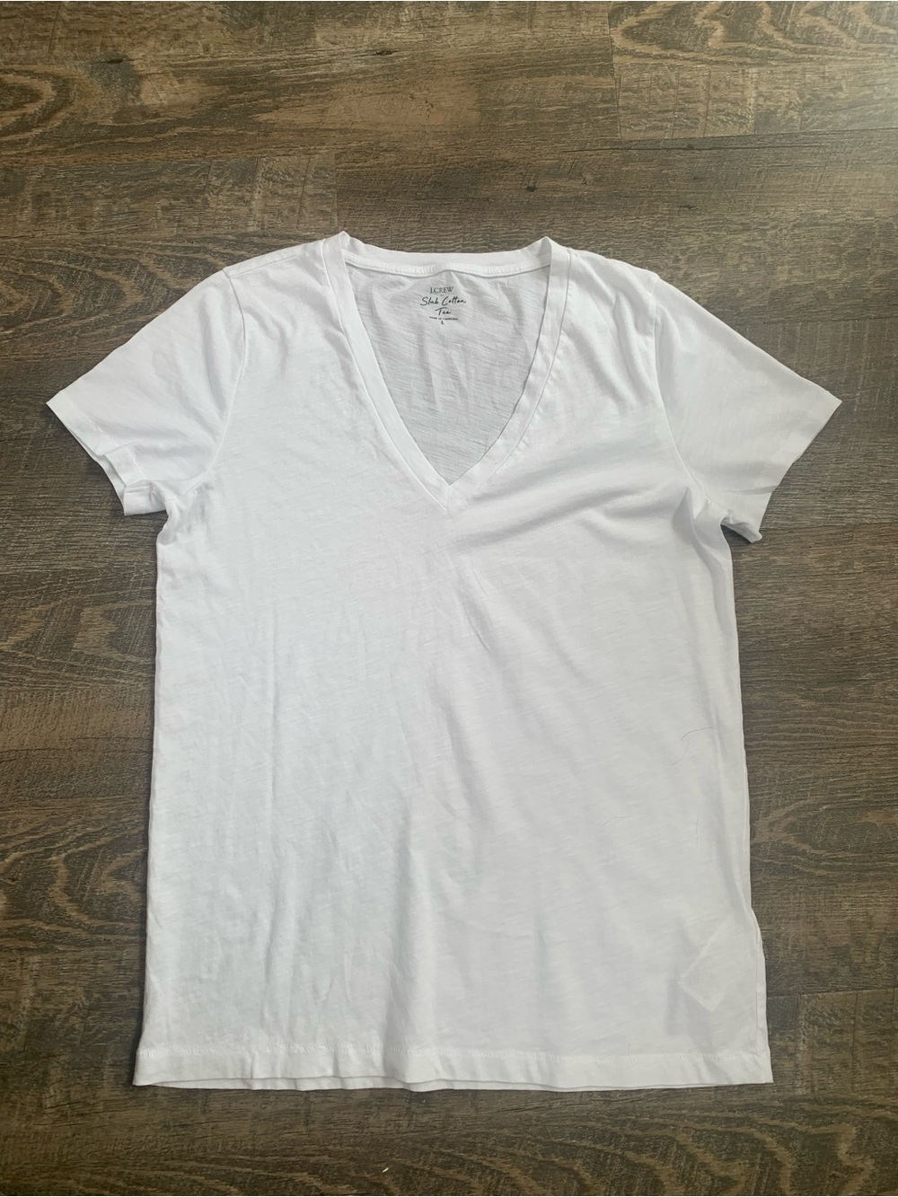 J.Crew Streetwear Slub  V-Neck Short Sleeve Shirt - White Tee